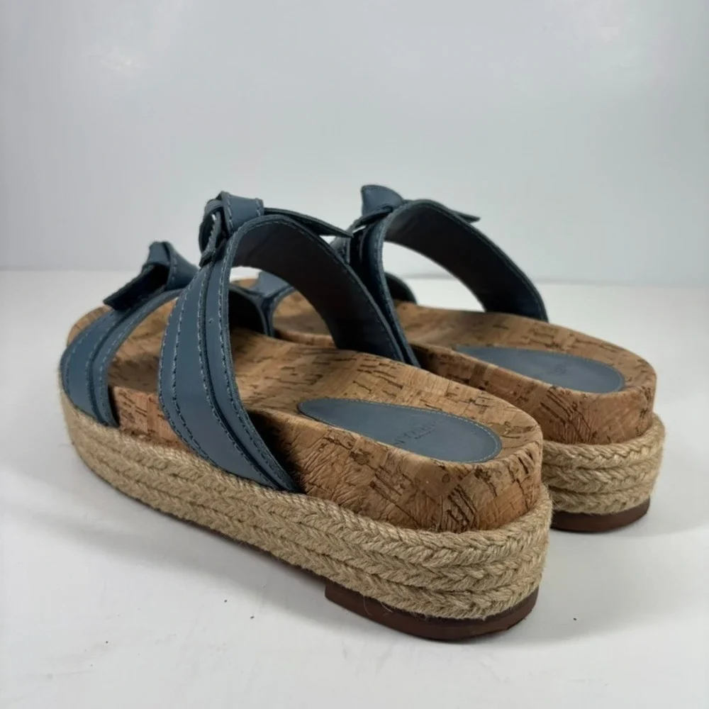 Alexandre Birman Clarita Women's 8.5 Blue Double-Knot Flatform Espadrille Sandal